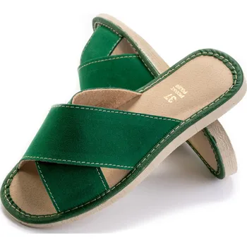 Dámská obuv PANTOFLE ODKRYTÉ SANDÁLE PANTOFLE PÁSKY LAČKY zelené vel.41