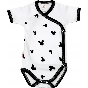 Kojenecký body Zavinovací body s krátkým rukávem 100% Bavlna Myška BÍLÁ vel 56 KLEKLE