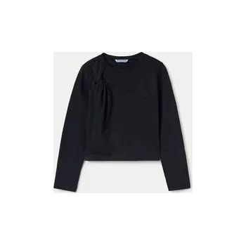 Dívčí tričko Mayoral dětské tričko s dlouhým rukávem bavlna černé barvy, velikost 170