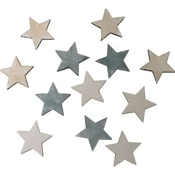 Vánoční dekorace Hvězdy dřevěné 4 cm, 12 ks v sáčku 18223