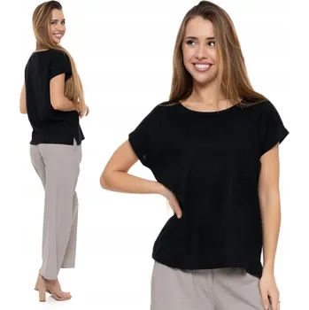 VOLNÁ Dámská Lněná Halenka Černá Tričko Prodyšné MORAJ XXL