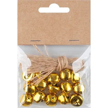 Stuha Rolničky o 1,5 cm s provázkem, 15 ks v sáčku, zlaté 47002