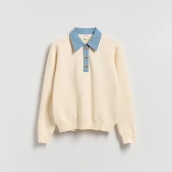 Dámské oblečení Reserved - Svetr s viskózou - krémová - 162IT-01X - 162IT-01X-XL