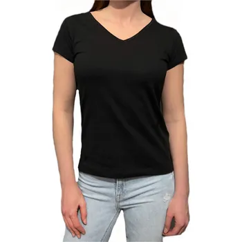 Dámské tričko Dámské tričko klasické s krátkým rukávem basic pro každý den černé 3XL