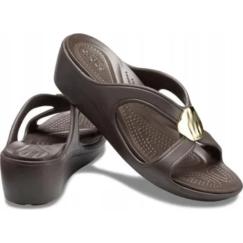 Dámské sandále CROCS SANRAH LIQUID METALLIC WEDGE W 205599 W8 38-39 - Dámské sandály na klínku