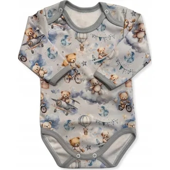 Kojenecký body CHLAPECKÉ BODY vel. 56 s dlouhým rukávem bavlna 100% LÉTAJÍCÍ MEDVÍDEK