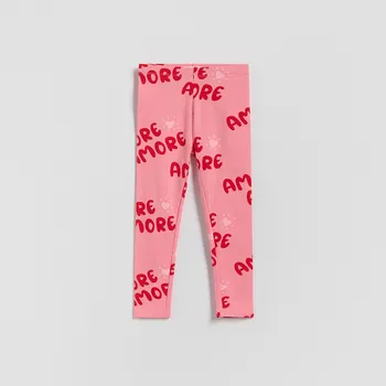 Dětská móda Reserved - Legíny s&nbsp;vysokým podílem bavlny a&nbsp;potiskem - růžová - 811HN-30X - 811HN-30X-98