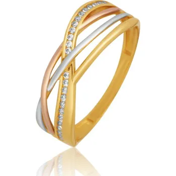 Prsten Zlatý prsten z kombinovaného zlata se zirkony