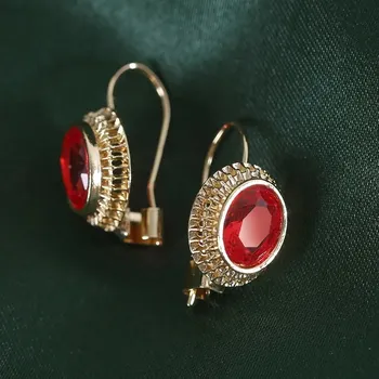 Náušnice Ametystové klipsové náušnice ve zlaté barvě | náušnice šperk - Červený