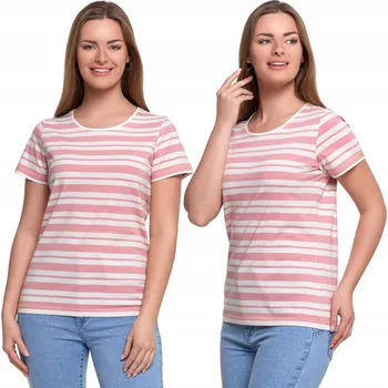 Dámské tričko DÁMSKÉ TRIČKO s Proužky Volné Tričko Halenka s Krátkým Rukávem MORAJ 3XL