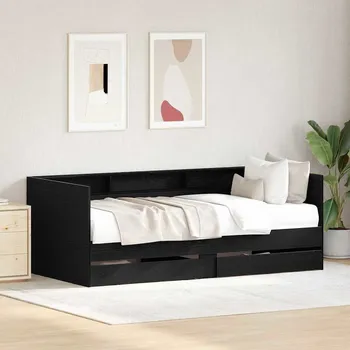Postel vidaXL Daybed s čelo Černý dub 75 x 190 cm kompozitní dřevo