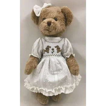 plyšák Plyšový medvěd v béžových šatičkách