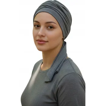 Čepice Dámský turban Lena bazalt čepice svetrová podzimní, vhodný i po chemoterapii
