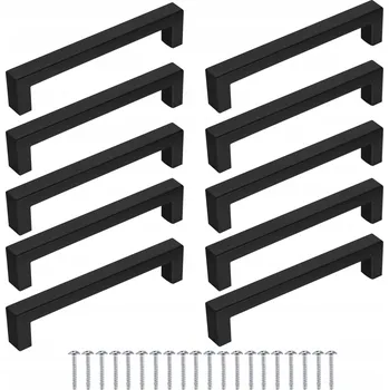 Nábytkové kování Nábytková úchytka klasická 10 ks černá matná 128 mm