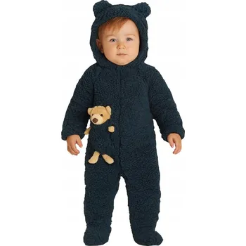 KOMBINÉZA overal příjemná teplá Kožíšek MEDVÍDEK granátový/mořský 68 (9) H611L