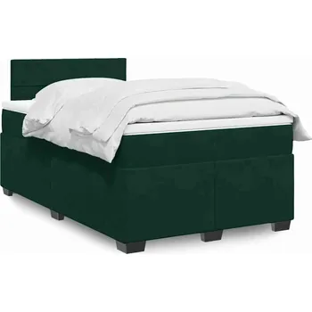 Postel vidaXL Box spring postel s matrací 120 x 200 cm samet [3288584] Barva: Tmavě zelená