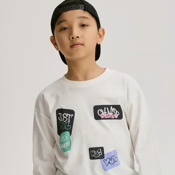 Dětská móda Reserved - Bavlněné tričko s dlouhými rukávy - krémová - 055II-01X - 055II-01X-152