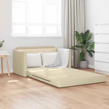 Pohovka vidaXL Pohovka na spaní 110cm Krémová textil [4106697]