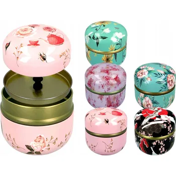 Dóza na potraviny Dóza na čaj, bylinky, kávu – modrá s květinami, malá