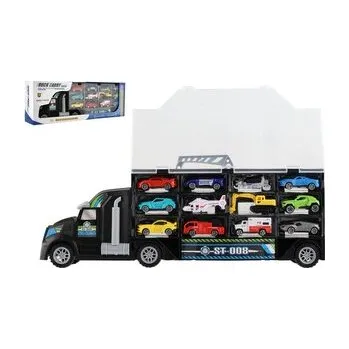 autíčko Auto kamion přepravník + dopravní prostředky plast 50cm na volný chod v krabici 51x18x10cm