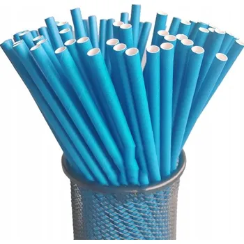 Jednorázové nádobí Słomki Papírové brčka světle modré pastelové eko 25 ks