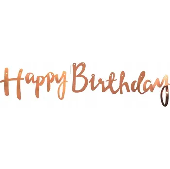 Bannerová girlanda HAPPY BIRTHDAY rose gold IMPREZA PARTY NAROZENINY