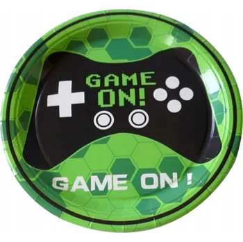 Talíř Talíře talířky na jedno použití papírové GAME ON! 23cm 6 ks GAMINGOVÉ
