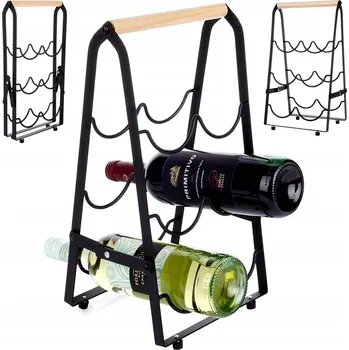 Stojan na víno METALOVÝ stojan černý na víno alkohol regál skříňka police na víno 6 lahví