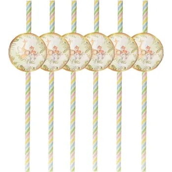 Brčka Papírové trubičky safari 6 ks na jedno použití párty eco