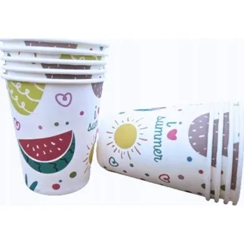 Jednorázové nádobí Kelímky SUMMER 220 ml PARTY PÁRTY PRÁZDNINY NAROZENINY DÍTĚ