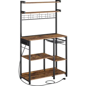 VASAGLE Kuchyňská polička, 90x40x165.5cm, hnědá Pekařský regál