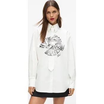 KOŠILE KARL LAGERFELD POPLIN TIE SHIRT WHITE