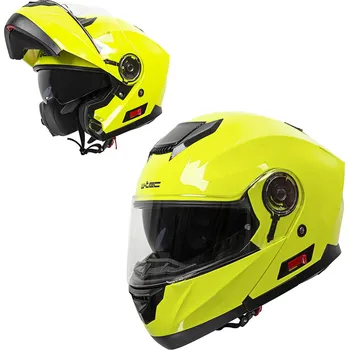 Helma na motorku W-TEC Výklopná moto přilba Cullo fluo žlutá - S (55-56)