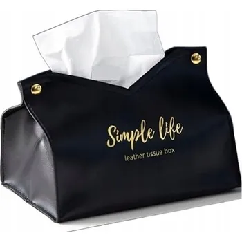 Zásobník na papírové ručníky Krabička Na Ubrousky Módní kožená krabička na kapesníky, černá se zlatou