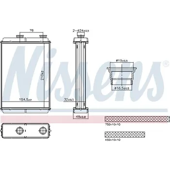 Výměník tepla, vnitřní vytápění NISSENS 707285