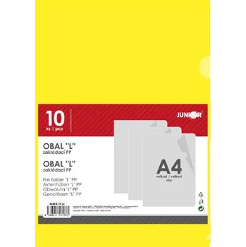 Obal zakládací "L" PP/A4, žlutý - sada 10 ks