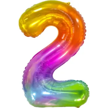 Balónek Fóliový balónek číslice barevná 2 DVOJKA helium 100cm DUHOVÁ OSLAVA PARTY