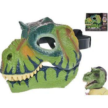 Karnevalová maska Maska dinosaurus 21x23cm zelená v krabičce