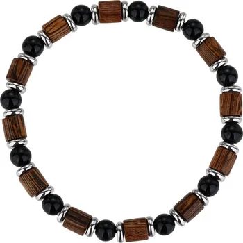 Módní doplněk Jan Kos jewellery Ocelový náramek s hnědým zirkonem STA-6907