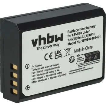 VHBW Baterie LP-E10 pro Canon EOS 1100 / EOS 1100D / Kiss X50, 800 mAh