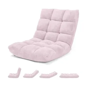 Křeslo Podlahové křeslo HV10355DF s nastavitelným opěradlem, růžové - A COSTWAY