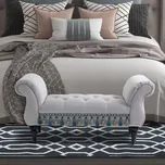 HOMCOM Lavice čalouněná lavice, sametový vzhled, luxusní postelová lavice s dřevěnými nohami, lavice do ložnice, nosnost do 150 kg, světle šedá, 117 x 40 x 58 cm