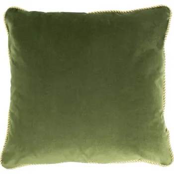 Polštář Zelený sametový polštář obšitý krouceným zlatým provázkem Velvet - 45*10*45cm