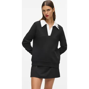 Dámské oblečení MIKINA KARL LAGERFELD SIGNATURE COLLAR SWEATSHIRT BLACK