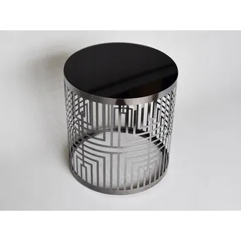 Konferenční stolek Kulatý černý stolek se skleněnou deskou Ø90x48 CJ936