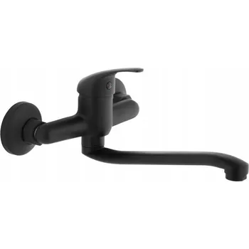 Vodovodní baterie Kuchyňská nástěnná baterie ke dřezu ARIA, matná černá, černá, páková