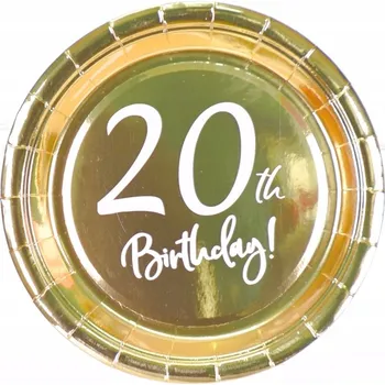 Talíř PAPÍROVÉ TALÍŘKY NA OSLAVU 20. NAROZENIN 6 ks