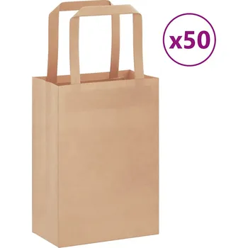 Dárková taška vidaXL Papírové tašky 50 ks s uchy hnědé 15x8x21 cm