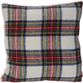 Polštář Dekorační Polštář s kostkovaným vzorem 45x45 cm s měkkou sherpa zadní stranou 3+1 ks