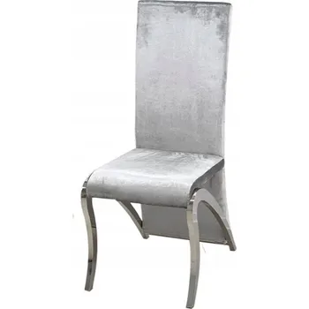 Jídelní židle Vysoká stříbrná velurová židle 46x61x107 FT171